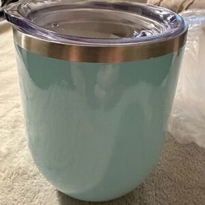 Maars Bev Steel Stemless Wine Glass Tumblers 12 oz Double Wall seafoam b…